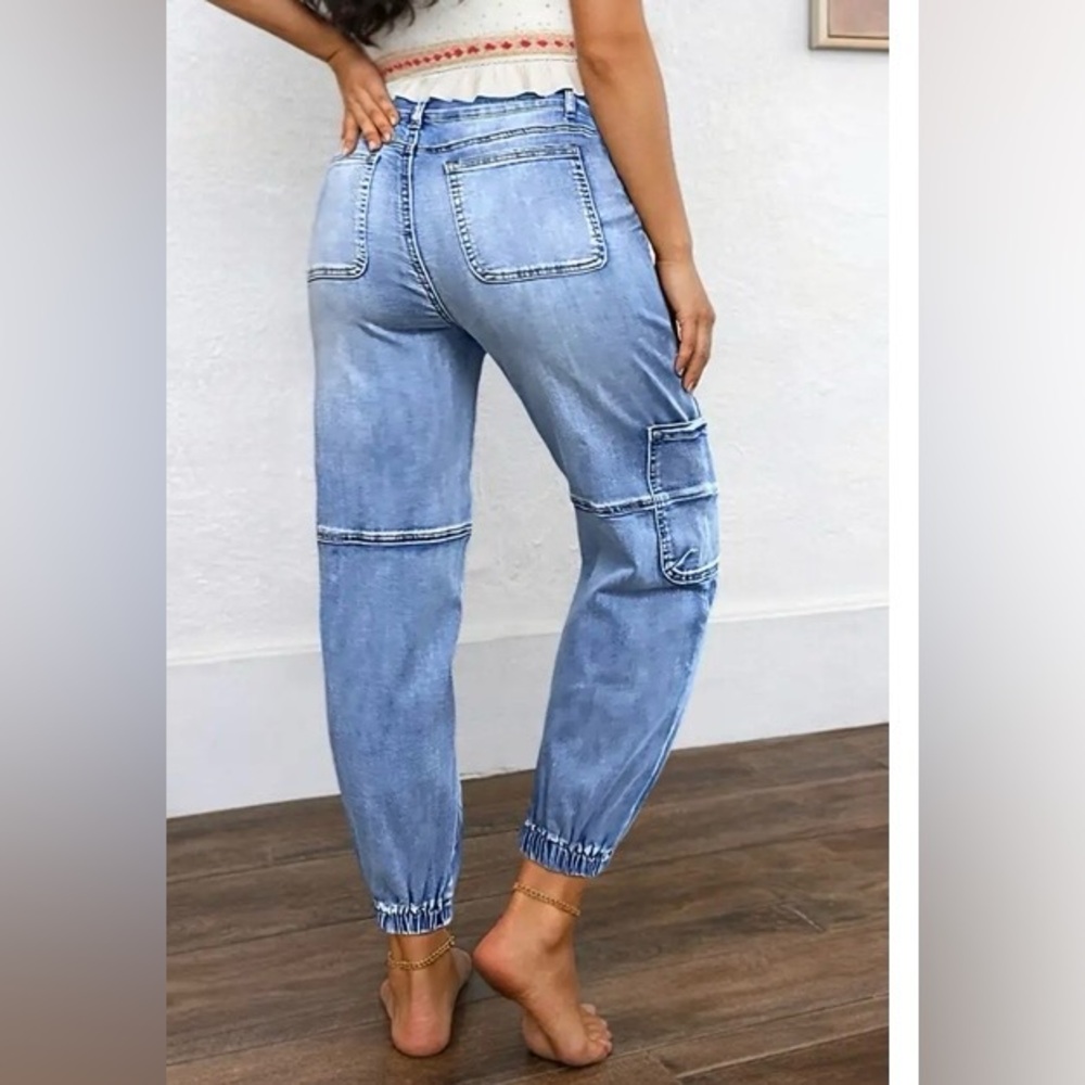 Flamingals Multi Pocket Button Fly Mid Rise Straight Leg Jeans - Picture 3 of 7